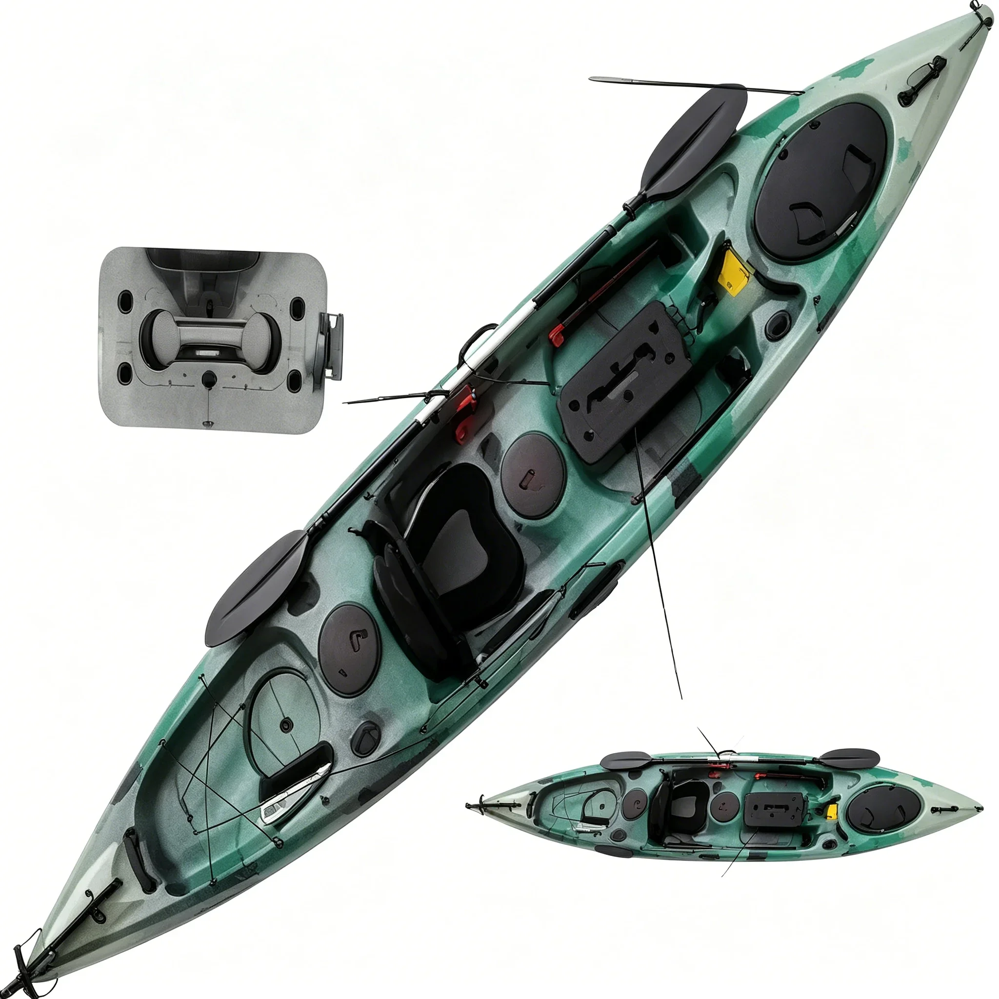 1인용 폴리에틸렌 소재의 페달 구동식 낚시 카약. 낚싯 - Fishing Kayak Rod Holder 리뷰 및 가격